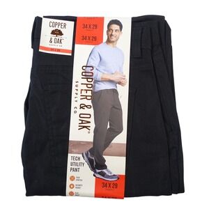 Copper and Oak Supply Co Utility Pants Men 34x29 Black Straight Fit Tech Stretch